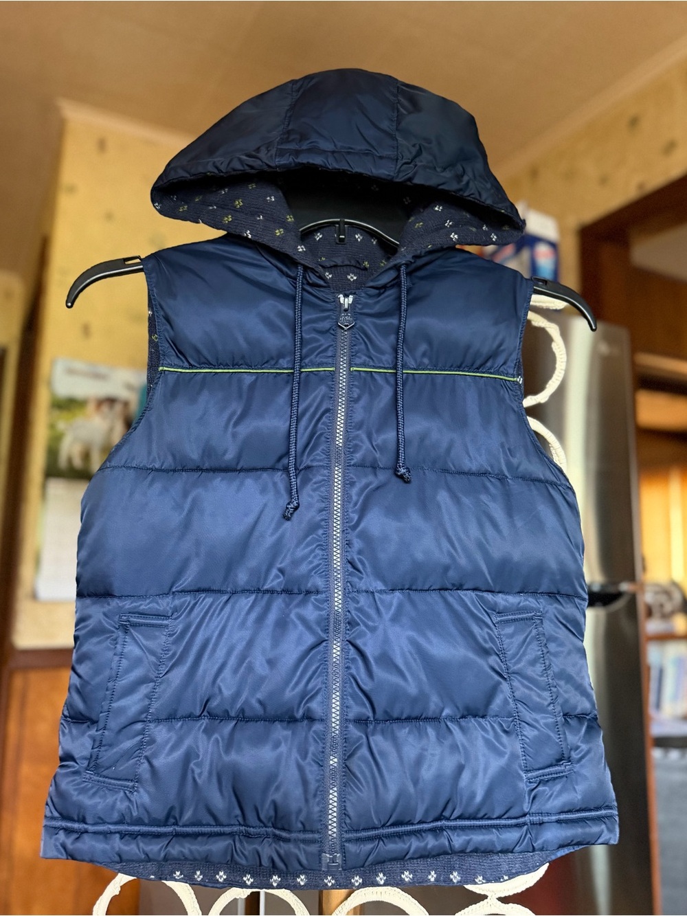 Vintage Y2K, Old Navy, Puffer Vest Small Knit Lined and hooded.